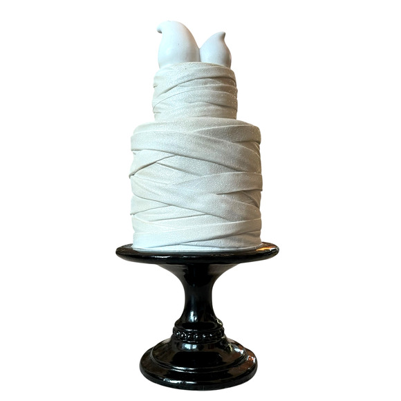 SWEET TREATS 2-Tier Mummy Halloween Faux Cake With Ghost & Pumpkin 19" NEW - Picture 4 of 16